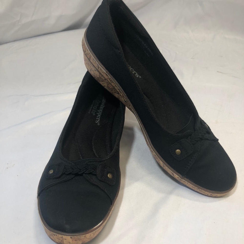 Grasshoppers Ortholite Harbor Wedge Black Stretch